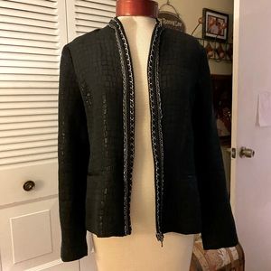 Fabulous Chicos Jacket. Black with alligator look print & trim